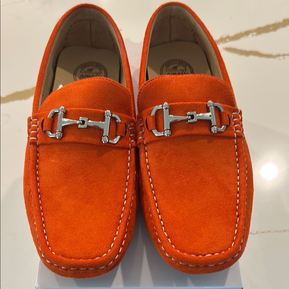 Orange Suede Loafers